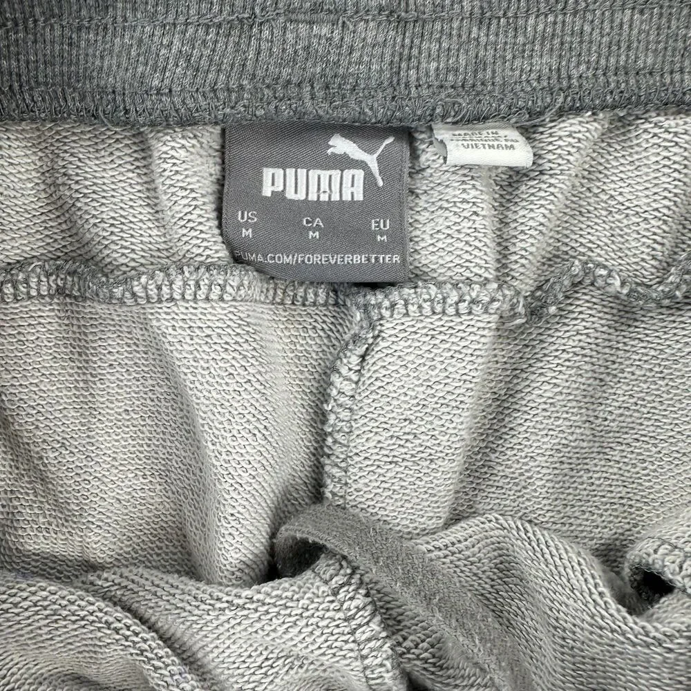 Puma Sweat Shorts Mens Medium Gray 12 Inseam French Terry Elastic Waist Athletic